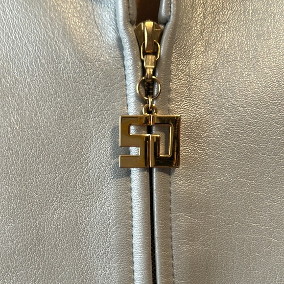 St. JOHN by MARIE GRAY LEATHER JACKET L ice blue - Picture 3 of 8